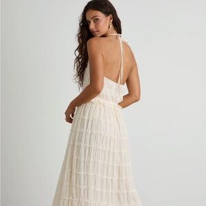 Lulu's Cream Backless Maxi Dress
